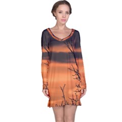 Tree Branches And Sunset Long Sleeve Nightdress by picsaspassion