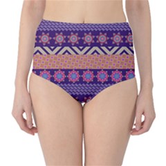 Colorful Tribal Pattern High-waist Bikini Bottoms by DanaeStudio