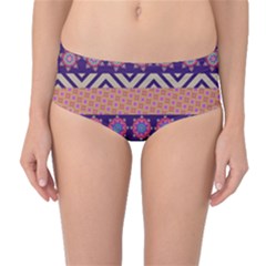 Colorful Tribal Pattern Mid-waist Bikini Bottoms by DanaeStudio