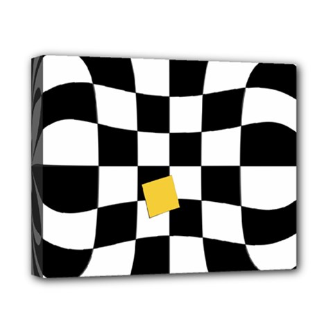 Dropout Yellow Black And White Distorted Check Canvas 10  X 8  by designworld65