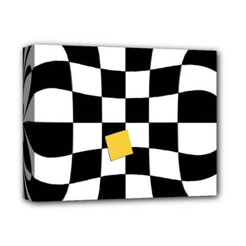Dropout Yellow Black And White Distorted Check Deluxe Canvas 14  X 11  by designworld65
