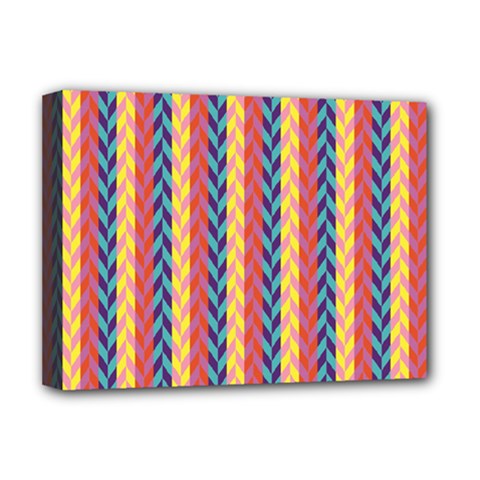 Colorful Chevron Retro Pattern Deluxe Canvas 16  X 12   by DanaeStudio