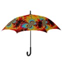 Crazy Mandelbrot Fractal Red Yellow Turquoise Hook Handle Umbrellas (Small) View3