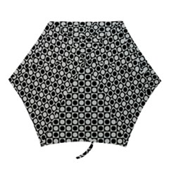 Modern Dots In Squares Mosaic Black White Mini Folding Umbrellas by EDDArt