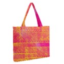 Yello And Magenta Lace Texture Medium Zipper Tote Bag View2