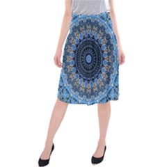 Feel Blue Mandala Midi Beach Skirt by designworld65