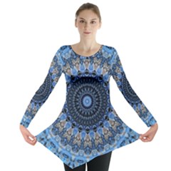 Feel Blue Mandala Long Sleeve Tunic  by designworld65