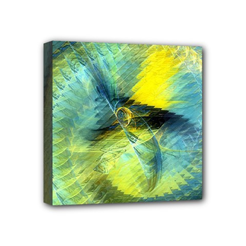 Light Blue Yellow Abstract Fractal Mini Canvas 4  X 4  by designworld65