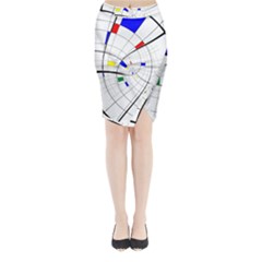 Swirl Grid With Colors Red Blue Green Yellow Spiral Midi Wrap Pencil Skirt by designworld65