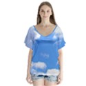 Clouds and blue sky Flutter Sleeve Top View1