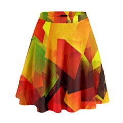 Indian Summer Cubes High Waist Skirt by designworld65