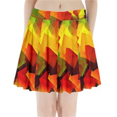 Indian Summer Cubes Pleated Mini Skirt by designworld65
