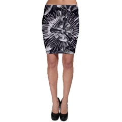 Black And White Passion Flower Passiflora  Bodycon Skirt by yoursparklingshop