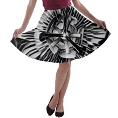 Black And White Passion Flower Passiflora  A-line Skater Skirt by yoursparklingshop