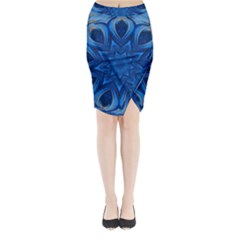 Blue Blossom Mandala Midi Wrap Pencil Skirt by designworld65