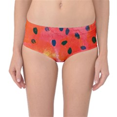 Abstract Watermelon Mid-waist Bikini Bottoms by DanaeStudio
