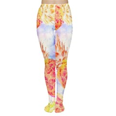 Colorful Pineapples Over A Blue Background Women s Tights by DanaeStudio