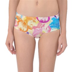Colorful Pansies Field Mid-waist Bikini Bottoms by DanaeStudio