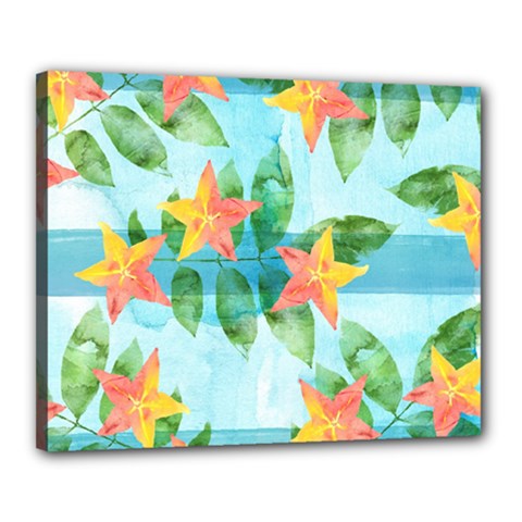 Tropical Starfruit Pattern Canvas 20  X 16  by DanaeStudio