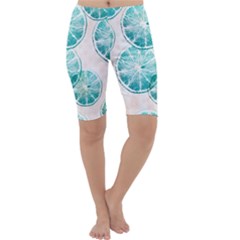 Turquoise Citrus And Dots Cropped Leggings  by DanaeStudio