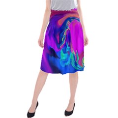 The Perfect Wave Pink Blue Red Cyan Midi Beach Skirt by EDDArt