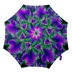 Evening Crystal Primrose, Abstract Night Flowers Hook Handle Umbrellas (small) by DianeClancy