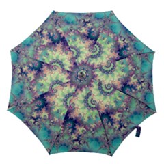 Violet Teal Sea Shells, Abstract Underwater Forest (purple Sea Horse, Abstract Ocean Waves  Hook Handle Umbrellas (small) by DianeClancy