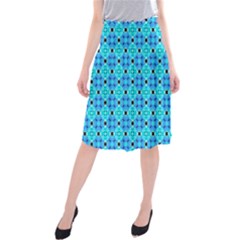 Vibrant Modern Abstract Lattice Aqua Blue Quilt Midi Beach Skirt by DianeClancy