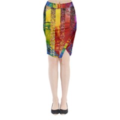 Conundrum I, Abstract Rainbow Woman Goddess  Midi Wrap Pencil Skirt by DianeClancy