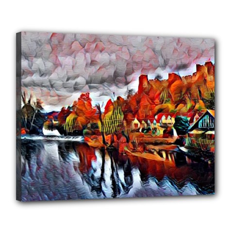 River Teme Ludlow Graffiti Canvas 20  X 16  (framed) by DeneWestUK