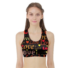 Love Pattern 3 Sports Bra With Border by Valentinaart