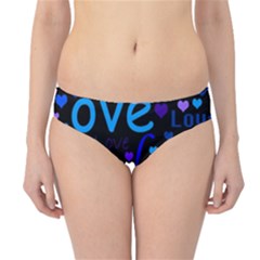 Blue Love Pattern Hipster Bikini Bottoms by Valentinaart