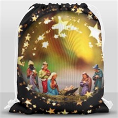 Christmas Crib Virgin Mary Joseph Jesus Christ Three Kings Baby Infant Jesus 4000 Drawstring Bag (large) by yoursparklingshop