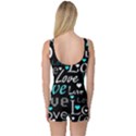 Valentine s day pattern - cyan One Piece Boyleg Swimsuit View2