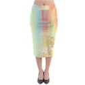 Unique abstract in green, blue, orange, gold Midi Pencil Skirt View1