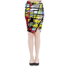 Casual Abstraction Midi Wrap Pencil Skirt by Valentinaart