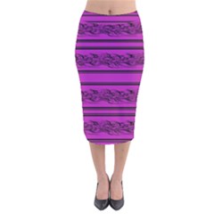 Magenta Barbwire Velvet Midi Pencil Skirt by Valentinaart