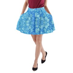 Light Circles, Dark And Light Blue Color A-line Pocket Skirt by picsaspassion
