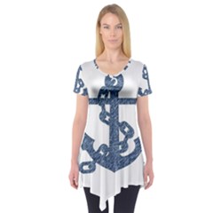 Anchor Pencil Drawing Art Short Sleeve Tunic  by picsaspassion