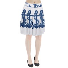 Blue Anchor Oil Painting Art Pleated Skirt by picsaspassion