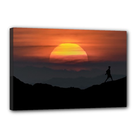 Man Walking At Mountains Landscape Illustration Canvas 18  X 12  by dflcprints