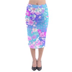 Colorful Pastel  Flowers Midi Pencil Skirt by Brittlevirginclothing