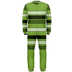 Greenery Stripes Pattern Horizontal Stripe Shades Of Spring Green Onepiece Jumpsuit (men)  by yoursparklingshop