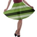 Greenery Stripes Pattern Horizontal Stripe Shades Of Spring Green A-line Skater Skirt View1