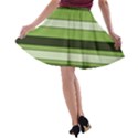 Greenery Stripes Pattern Horizontal Stripe Shades Of Spring Green A-line Skater Skirt View2