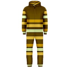 Elegant Shades Of Primrose Yellow Brown Orange Stripes Pattern Hooded Jumpsuit (men)  by yoursparklingshop