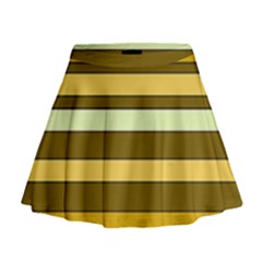Elegant Shades Of Primrose Yellow Brown Orange Stripes Pattern Mini Flare Skirt by yoursparklingshop