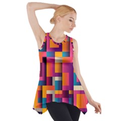 Abstract Background Geometry Blocks Side Drop Tank Tunic by Amaryn4rt