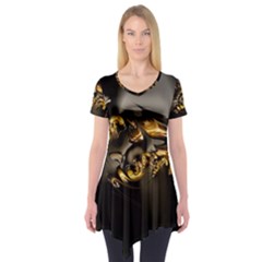 Fractal Mathematics Abstract Short Sleeve Tunic  by Amaryn4rt