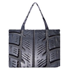 Mature Black Auto Altreifen Rubber Pattern Texture Car Medium Zipper Tote Bag by Amaryn4rt